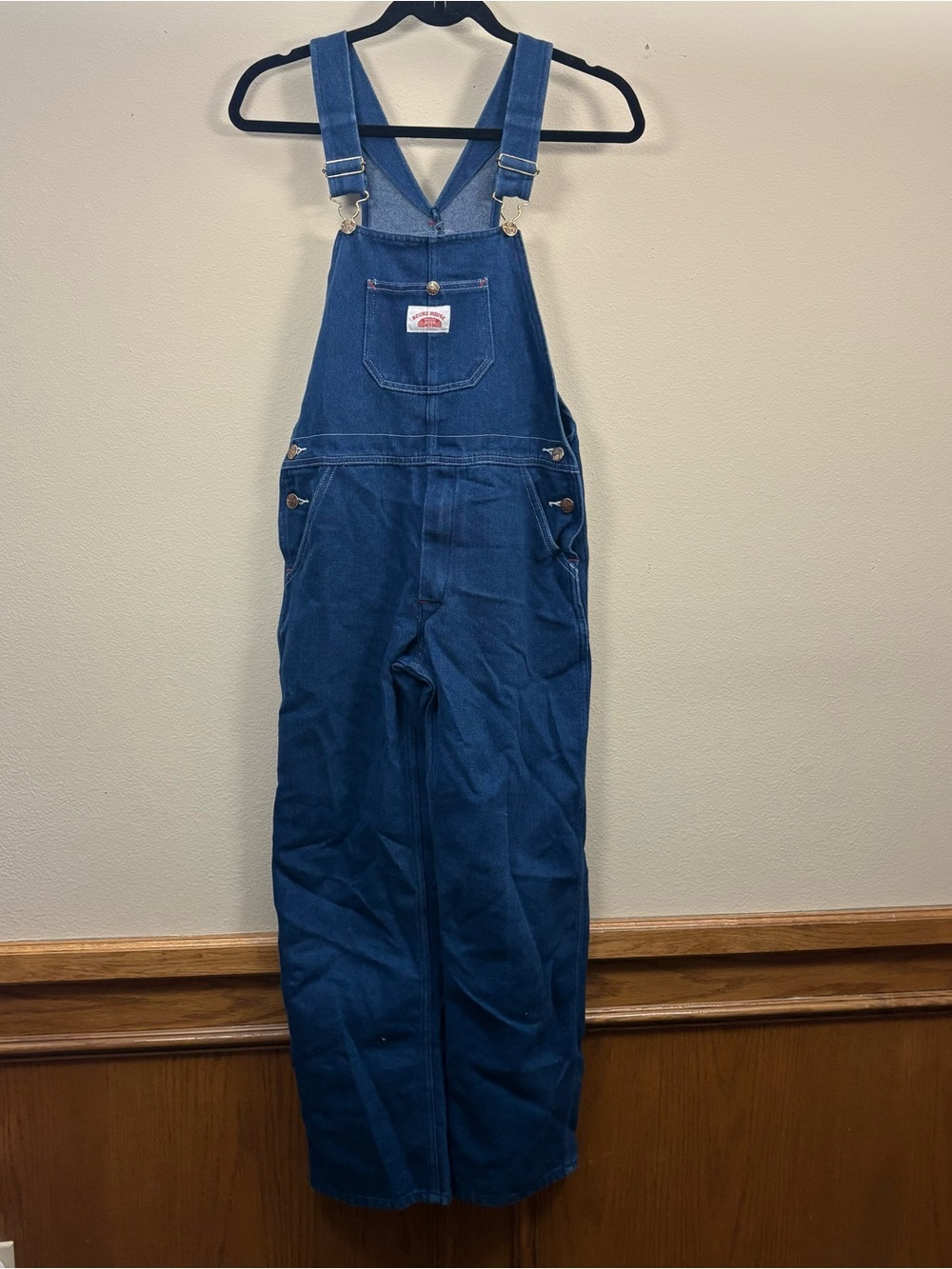 Kids Round House Denim Bib Overalls boys 16 Adjustable Straps Classic Blue
